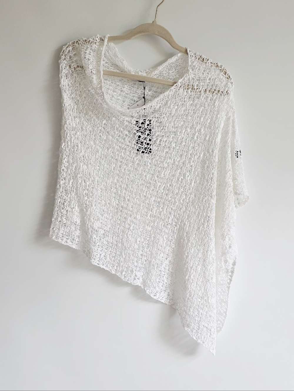 NWT Cahaya By Tanami White Popcorn Open Knit Poncho Biasa Women's One Size
